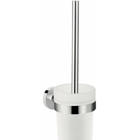Hansgrohe – Porte-brosse WC mural chromé – Fixation invisible – Laiton et verre – Design moderne pour salle de bains – Économie d'espace