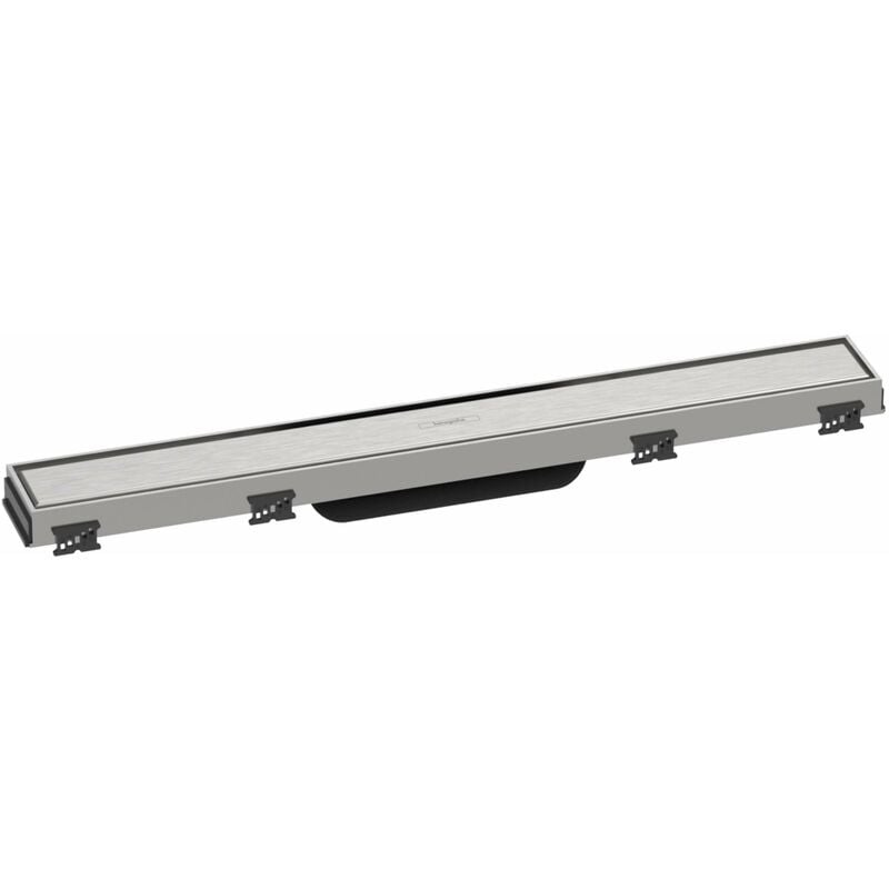 Hansgrohe RainDrain Match - Caniveau de douche linéaire avec grille en inox 600, avec cadre réglable en hauteur, inox brossé 56036800