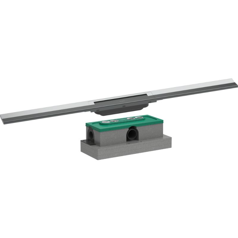 Caniveau de douche Hansgrohe RainDrain Flex chromé découpable 90 cm + corps encastré