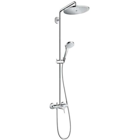 Hansgrohe – Colonne de douche mécanique 280 mm – Pommeau RainAir – Flexible 160 cm – Montage apparent – Limiteur de température réglable