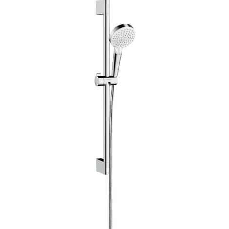 Hansgrohe – Colonne de douche sans robinetterie – Douchette à main 100mm – Flexible 1,6m – Débit 6 l/min – Compatible chauffe-eau instantané