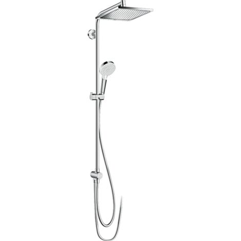 Hansgrohe – Colonne de douche thermostatique 240x240mm – Douche de tête Rain 9 l/min – Flexible 1,60m – QuickClean et EcoSmart – Montage mural