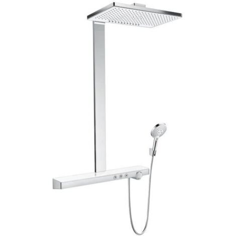 Hansgrohe – Colonne de douche thermostatique avec douche de tête 460x300mm – 2 jets Rain et RainStream – Mitigeur thermostatique – 27109400