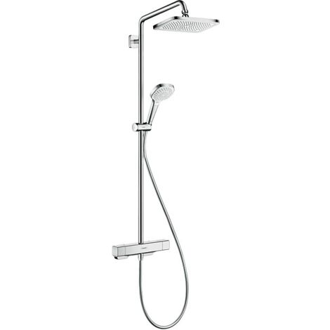 Hansgrohe – Colonne de douche thermostatique 27630000 – Douche de tête 280mm – 3 types de jets – Mitigeur thermostatique – Flexible 1,60m