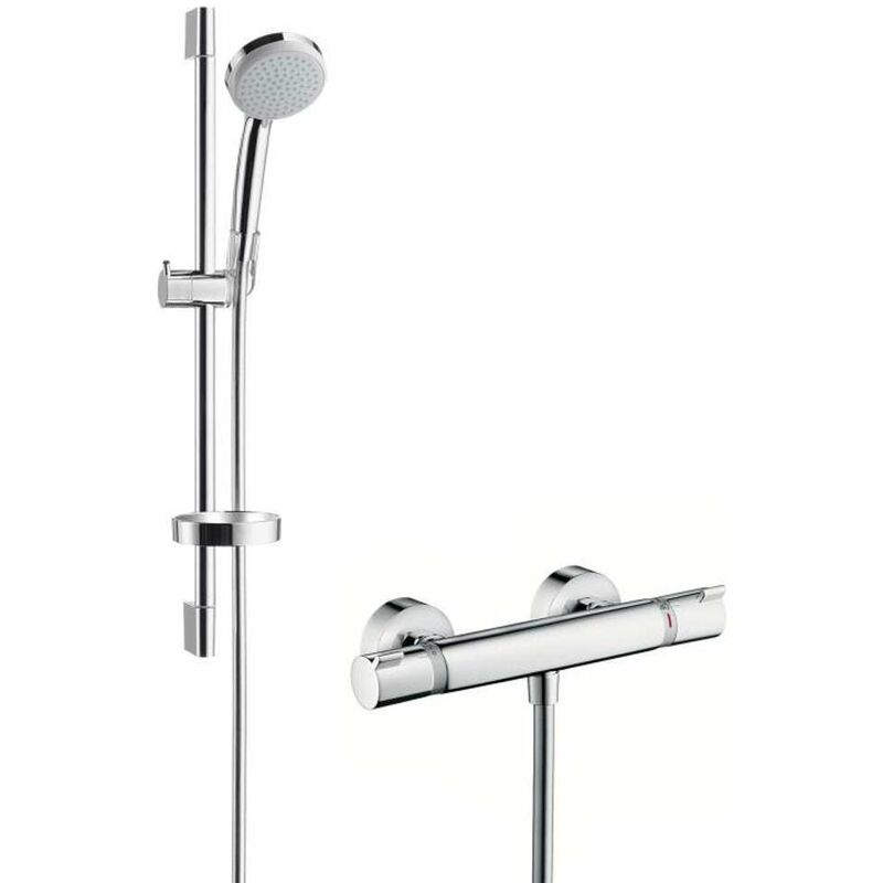 Hansgrohe - Croma 100 - Set de douche Vario avec thermostat, 3 jets, chrome 27034000
