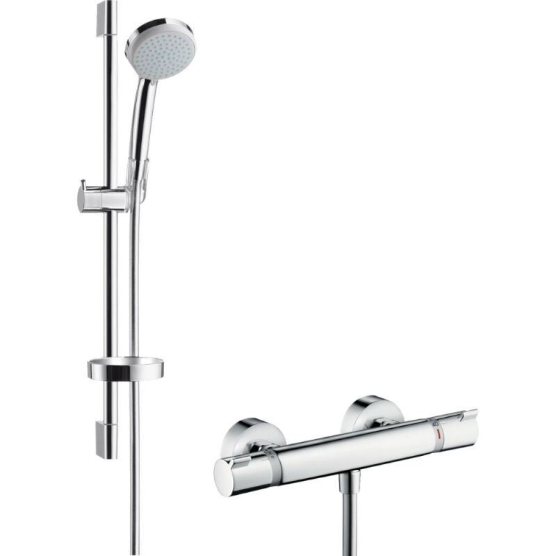 Hansgrohe - Ensemble douche Croma 100 + mitigeur thermostatique Ecostat Comfort + Barre de douche 65 cm
