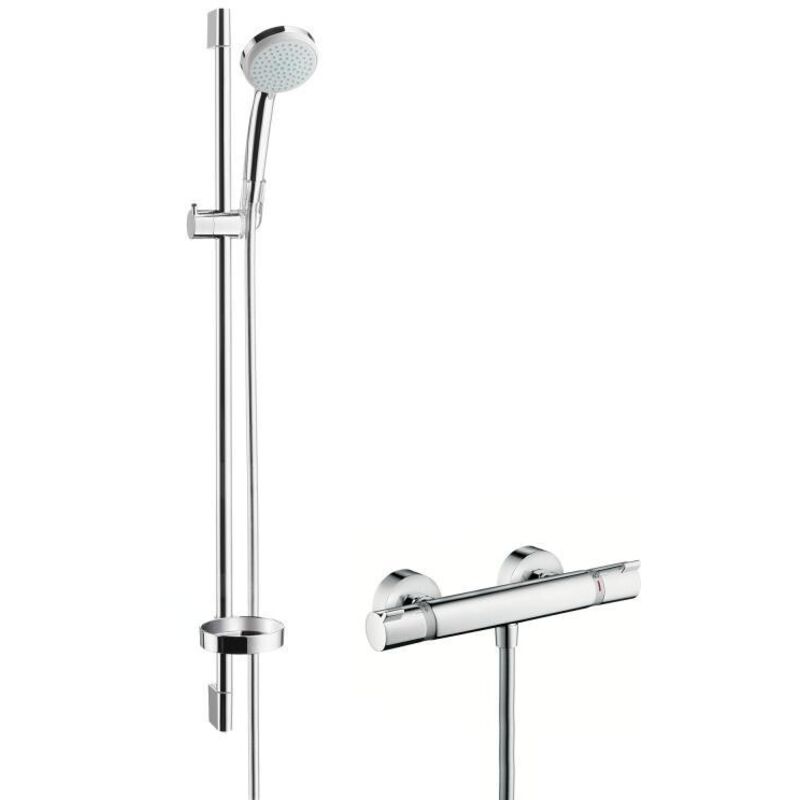 Hansgrohe Croma 100 - Set de douche Vario avec thermostat, EcoSmart 9 l/min, chrome 27033000