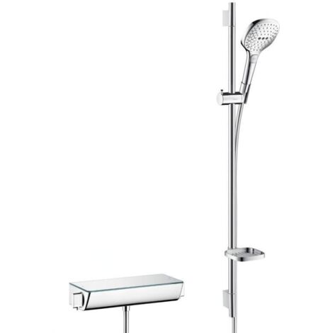 HANSGROHE Combi douche E 120 3jet avec barre 90 cm Ecostat Select blanc chromé