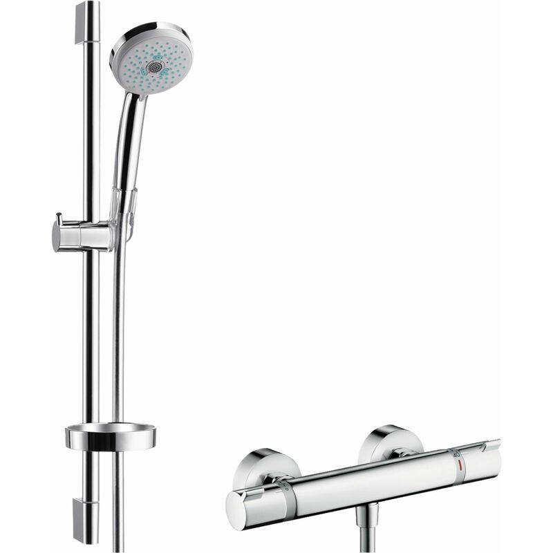 

Hansgrohe Croma 100 sistema de ducha de superficie Multi con Ecostat Termostato confort y barra de ducha 65 cm, 27086000, cromada - 27086000