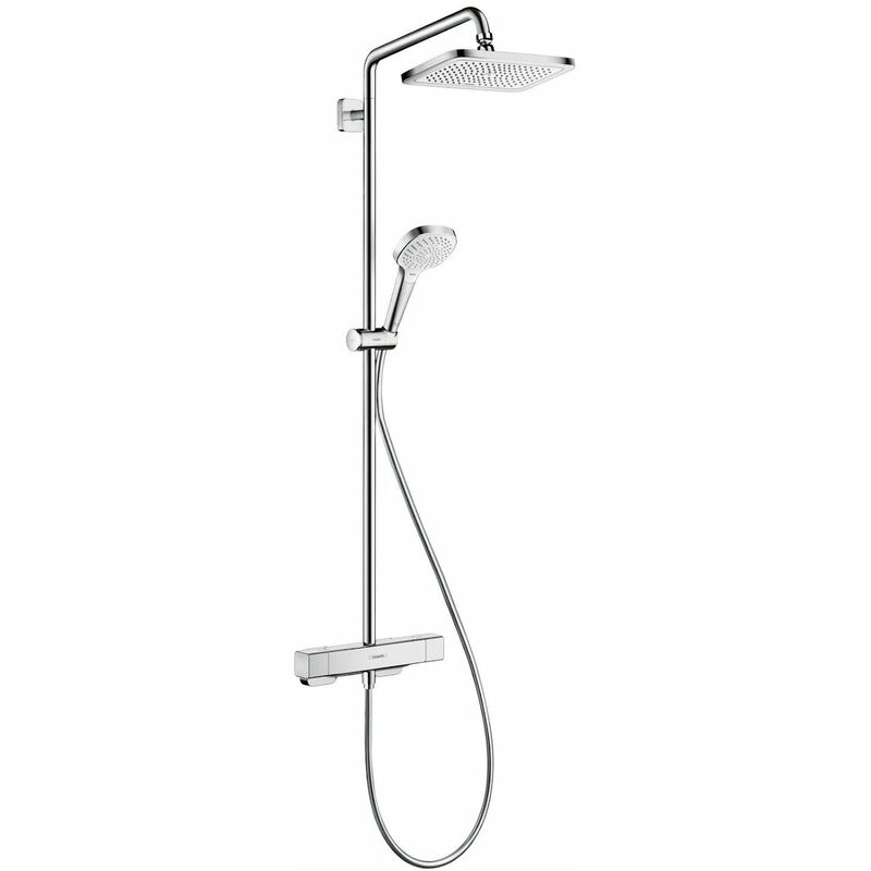 Croma e Thermostatic Mixer Shower Valve Drench Head Handset 27630000 - Silver - Hansgrohe