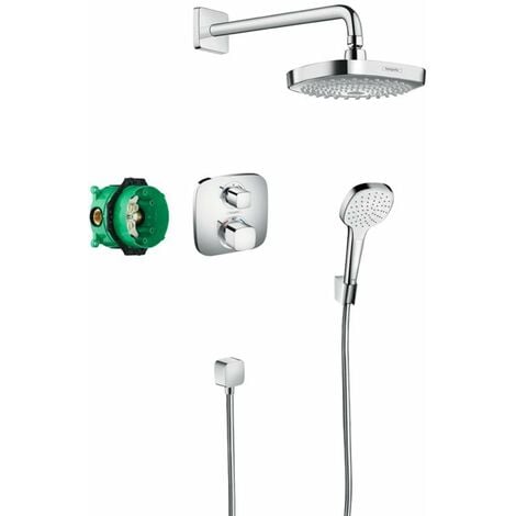 Hansgrohe Croma Select E - Brausegarnitur 180 mit Thermostat Ecostat E, 2 Strahlarten, Chrom 27294000