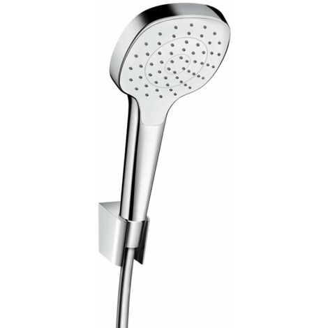 Hansgrohe Croma Select E - Douchette 1 jet avec support et flexible, blanc/chrome 26424400