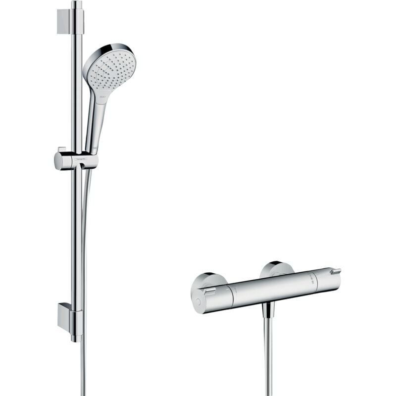 Hansgrohe - Croma Select s - Set de douche avec thermostat Ecostat, 2 jets, chrome 27833400