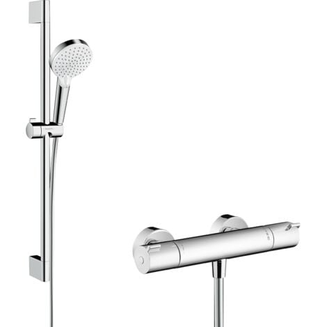 hansgrohe Crometta Combi douche Vario avec barre 65 cm / Ecostat 1001 CL Blanc/Chromé