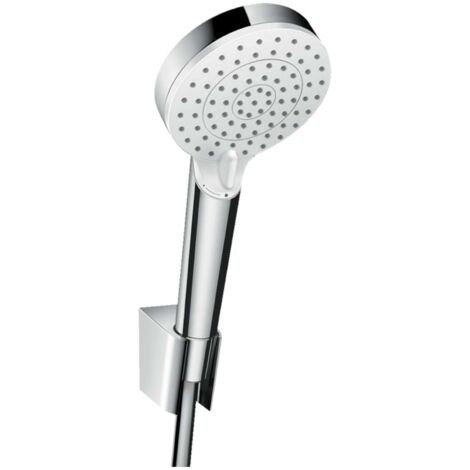 Hansgrohe Crometta - Duschset Vario 9 L/Min. mit Hälter Porter, 2 Stromarten, Weiß/Chrom 26694400