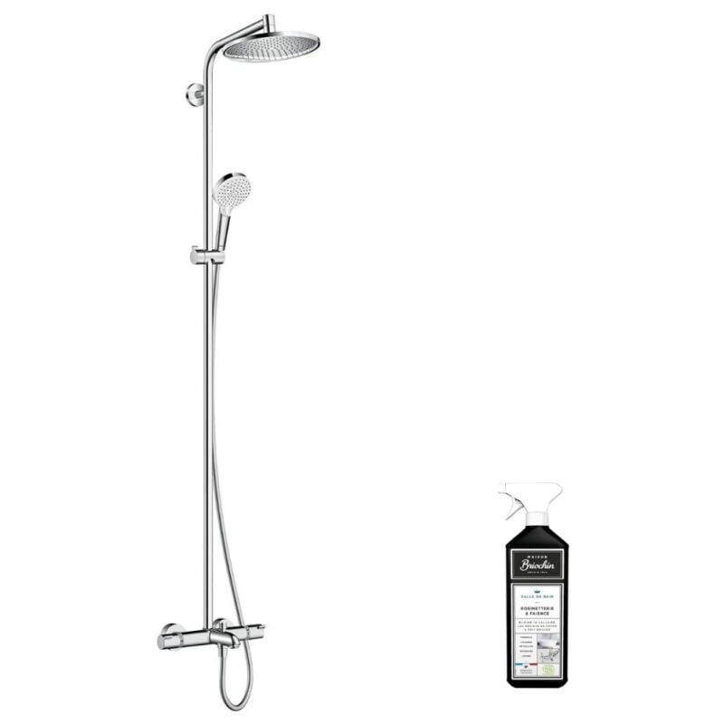 Colonne bain douche thermostatique Hansgrohe Crometta s 240 chromé + nettoyant Briochin