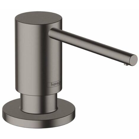 Hansgrohe – Distributeur de savon A41 – 500 ml – Finition chrome noir brossé – Projection 91 mm – Installation facile sans outils