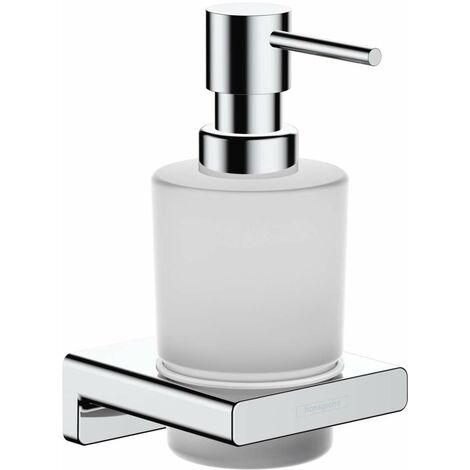 Hansgrohe – Distributeur de savon liquide mural en métal et verre dépoli – Capacité 200 ml – Dosage 2 ml par pression – 41745000