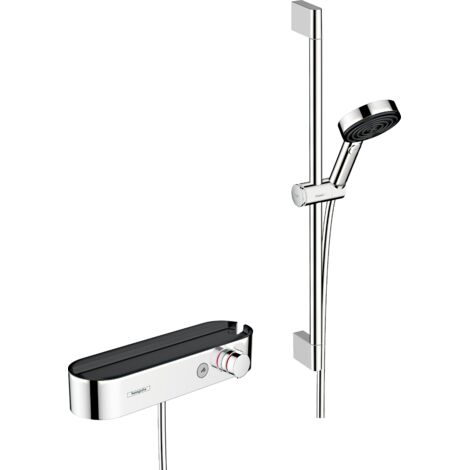 Hansgrohe – Douche à l'italienne 105mm 3 jets Relaxation – Barre de douche 650mm – Technologie QuickClean – Évacuation automatique de l'eau