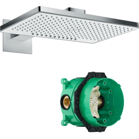 HANSGROHE Douche de tête 460 2jet avec bras de douche blanc/chromé avec corps encastré universel pour robinetterie Ibox