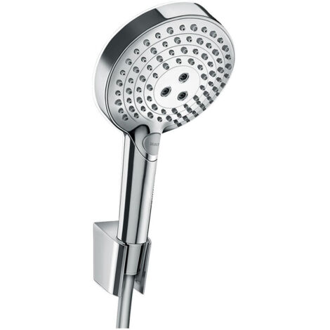 Hansgrohe – Douchette 120mm 3 jets avec flexible 1,6m – Chrome – Technologie QuickClean – Support mural – 27668000