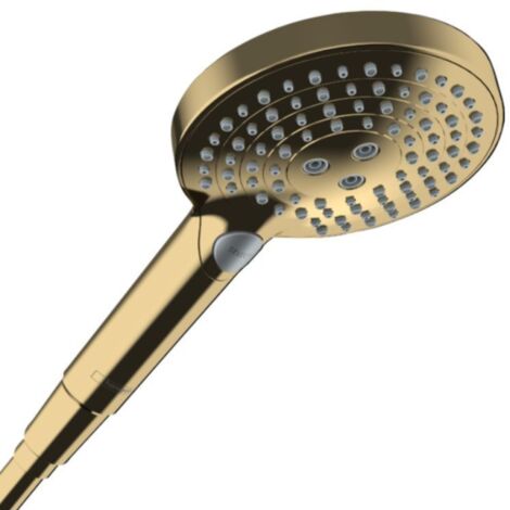 Hansgrohe – Douchette à main 3 jets PowderRain – Finition dorée poli – Débit 11 l/min – Installation facile G ½ – Fabriquée en France