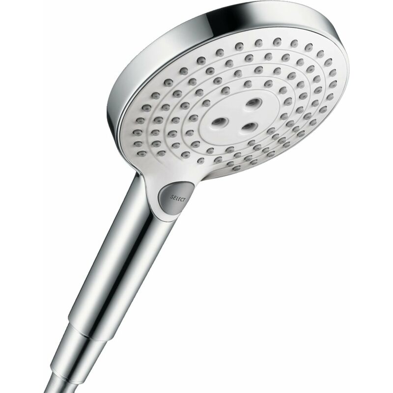 

Hansgrohe - Ducha de mano Raindance Select S 120 3 chorros EcoSmart, 26531, color: Cromado / Blanco - 26531400