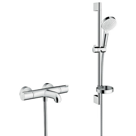 Hansgrohe Ecostat 1001 CL Pack mezclador termostático de baño/ducha + conjunto de ducha Crometta Vario con jabonera (13201000-Crometta2)
