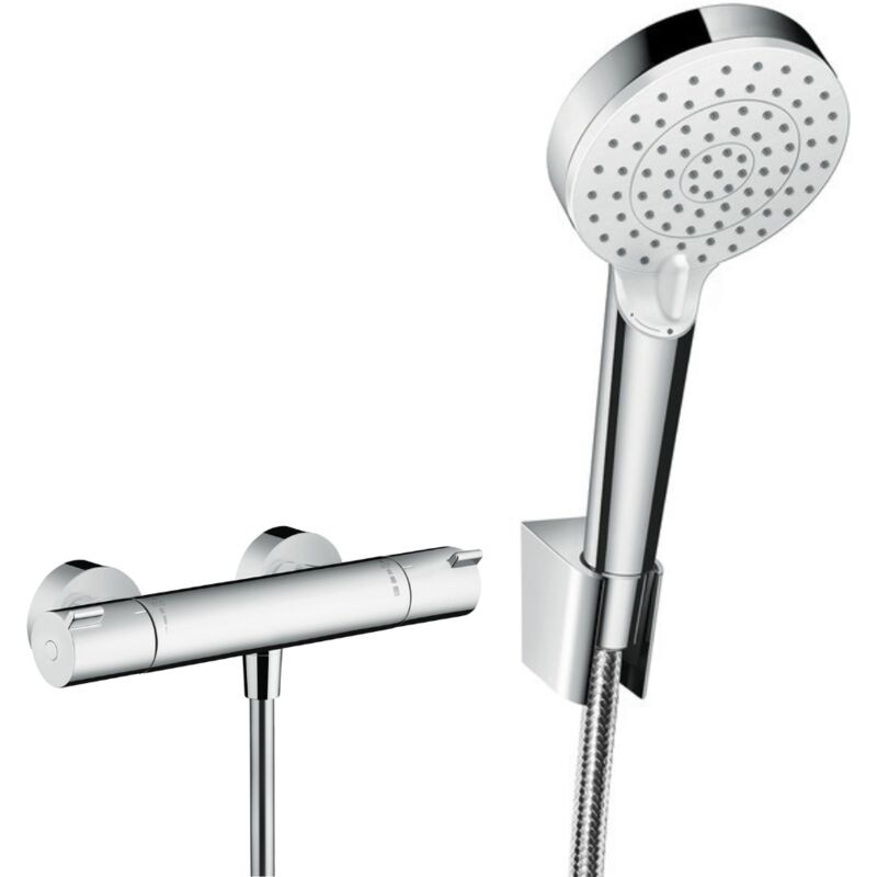 Hansgrohe Ecostat 1001 CL Pack Mitigeur Thermostatique douche + Set Crometta Porter’S Douchette Vario / 1,25m (13211000-Vario)