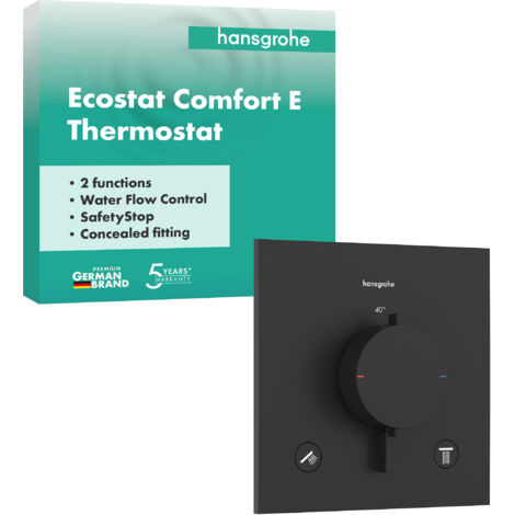 Hansgrohe Ecostat Comfort E - Grifo termostático empotrado para 2 dispositivos, negro mate 33711670