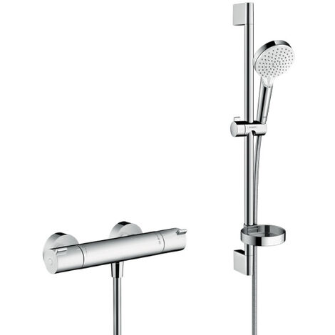 Hansgrohe Ecostat Pack Grifo Mezclador Termostático + Set de ducha Crometta Vario con jabonera (13211000-Crometta2)