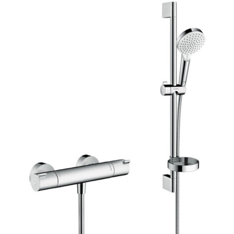 Hansgrohe Ecostat Pack Mitigeur Thermostatique + Set de douche Crometta Vario avec porte-savon (13211000-Crometta2-SP)