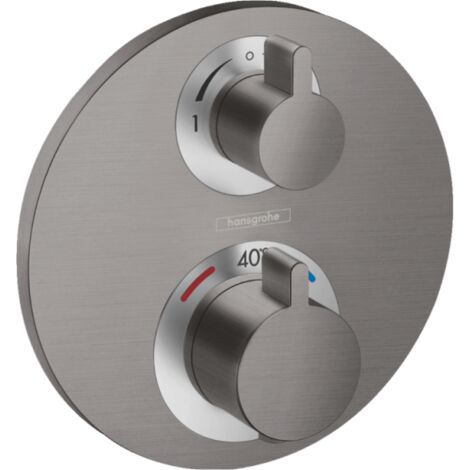 Hansgrohe Ecostat S - Mitigeur thermostatique encastré, 2 sorties, chrome noir brossé 15758340