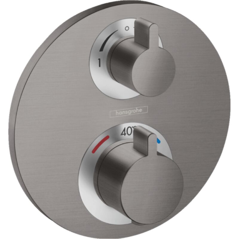 Hansgrohe - Façade mitigeur thermostatique encastré Ecostat s avec robinet d'arrêt et inverseur noir chromé brossé