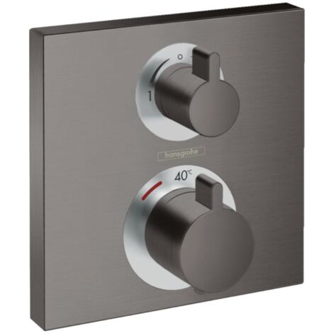 Hansgrohe Ecostat Square - Grifo termostático empotrado para 2 aparatos, cromo negro cepillado 15714340