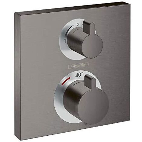 Hansgrohe Ecostat Square - Miscelatore termostatico ad incasso per 2 utenze, cromo nero spazzolato 15714340