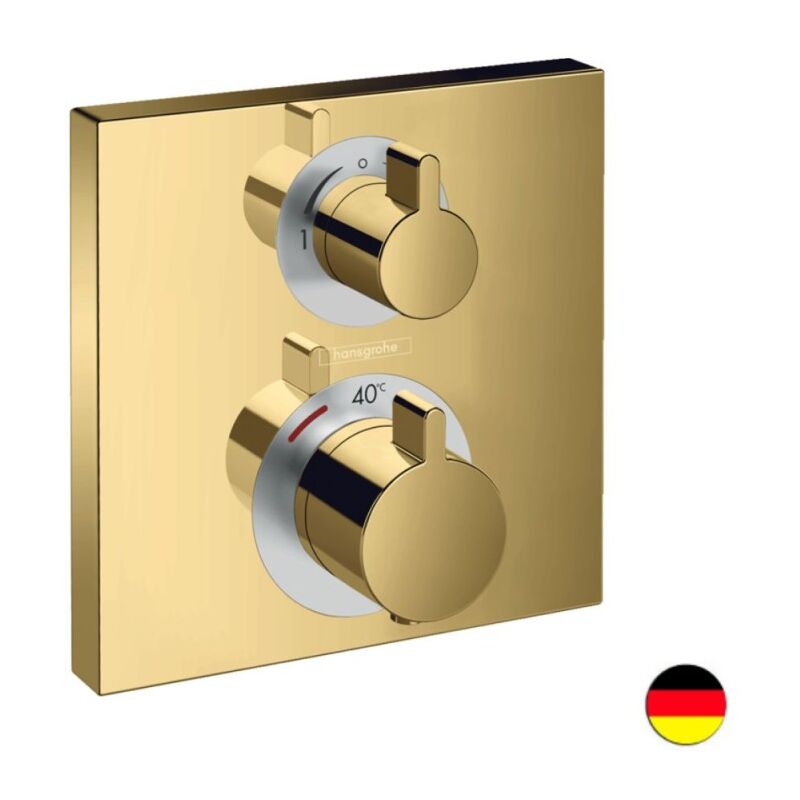 Hansgrohe - Ecostat Square - Robinet thermostatique encastré avec 2 fonctions, aspect doré poli 15714990