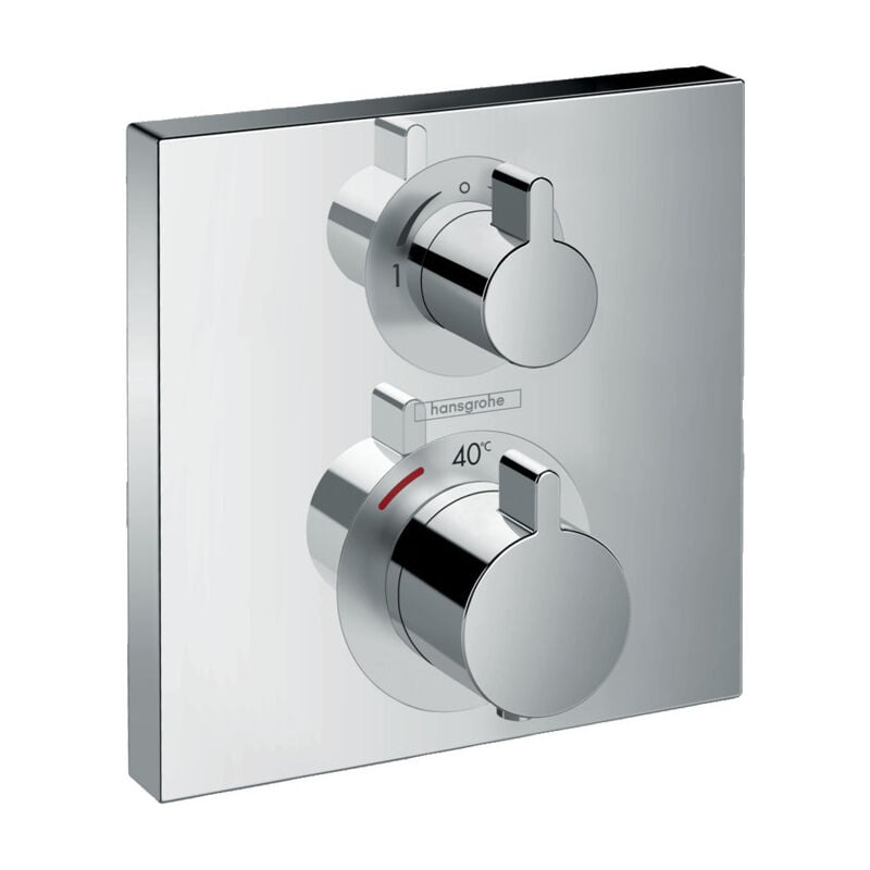 Hansgrohe - Ecostat Square Set de finition pour mitigeur thermostatique Square encastré avec robinet d'arrêt et inverseur, chromé (15714000)