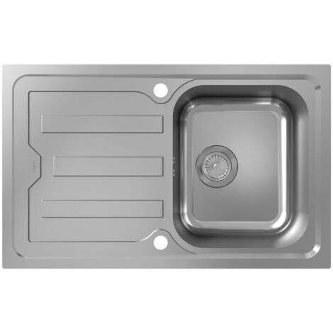 hansgrohe Einbauspüle S44 S440-F342 79342 mit Abtropffläche kurz, automatischer Garnitur, Edelstahl