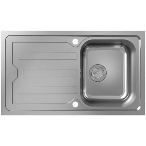 hansgrohe Einbauspüle S44 S440-F342 86342 mit Abtropffläche lang, automatischer Garnitur, Edelstahl