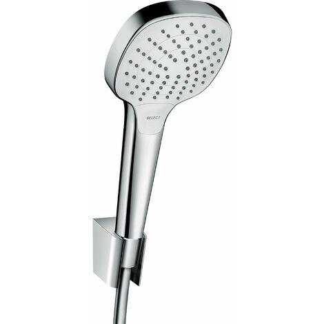 HANSGROHE Ensemble support mural et douchette Vario avec flexible de douche 160 cm blanc/chromé Croma Select