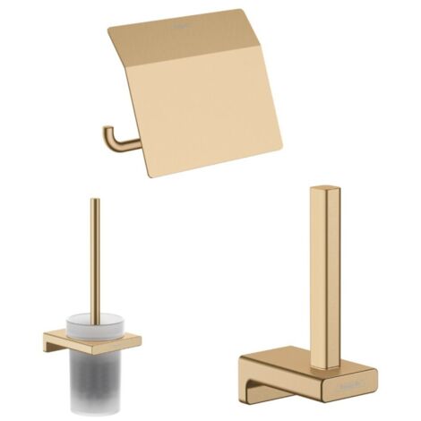 HANSGROHE Escobillero Addstoris + Portarrollos con tapa + Reserva de portarrollos bronce cepillado