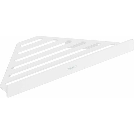 Hansgrohe – Étagère d'angle en métal inoxydable blanc mat – Fixation murale – Dimensions 305 x 26 mm – Résistante à l'humidité – 41741700