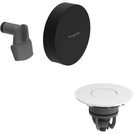 Hansgrohe Exafill - Juego superior para conjunto de desagüe y rebosadero de bañera con llenado, Push-Open, negro mate/blanco brillante 58119670