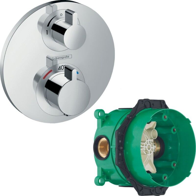 Hansgrohe - Facade pour mitigeur thermostatique encastré Ecostat s avec robinet d'arrêt chromé avec Corps encastré