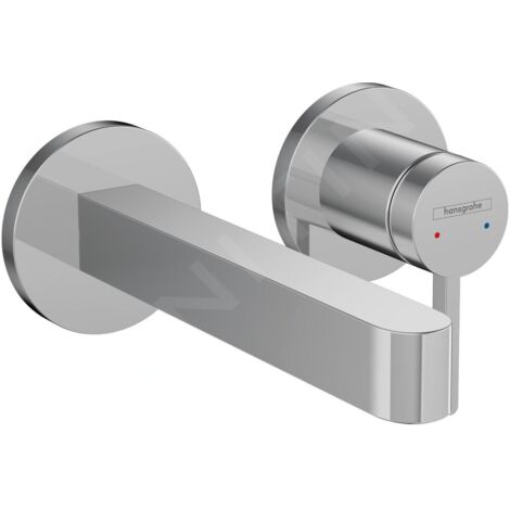 Hansgrohe – Mitigeur de lavabo encastré 2 trous – EcoSmart, jet laminaire, finition chrome – Installation murale – 76051000
