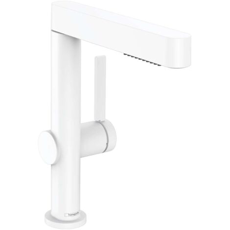 Hansgrohe Finoris - Grifo de lavabo 230, con desagüe Push-Open y ducha extraíble, EcoSmart, blanco mate 76063700