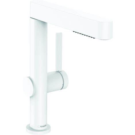 Hansgrohe Finoris - Miscelatore da lavabo 230, con sistema di scarico Push-Open a doccetta estraibile, EcoSmart, bianco opaco 76063700