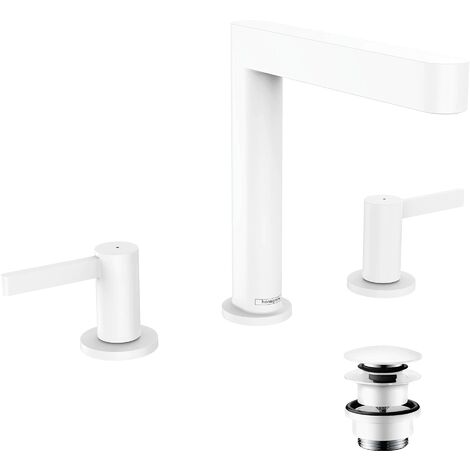 hansgrohe Finoris Rubinetteria 3 fori lavabo 160 con push-open, bianco opaco, 76034700