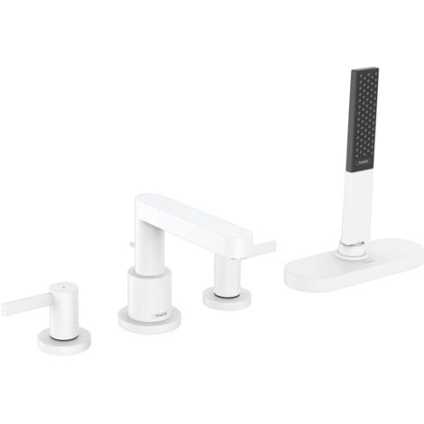 HANSGROHE Finoris sBox grifo monomando para bañera y ducha con 4 orificios blanco mate